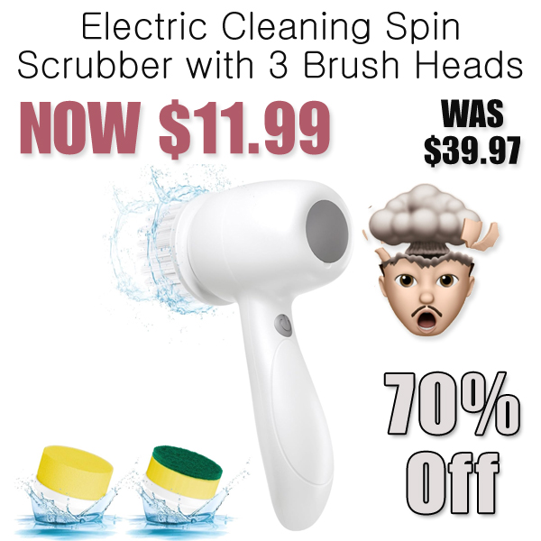 Electric Cleaning Spin Scrubber with 3 Brush Heads Only $11.99 Shipped on Amazon (Regularly $39.97)