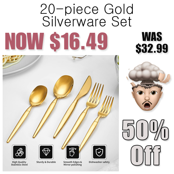 20-piece Gold Silverware Set Only $16.49 Shipped on Amazon (Regularly $32.99)