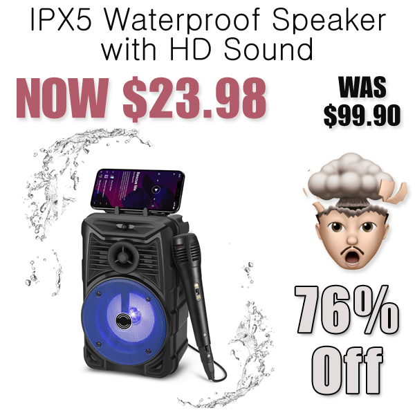 IPX5 Waterproof Speaker with HD Sound Only $23.98 Shipped on Amazon (Regularly $99.90)