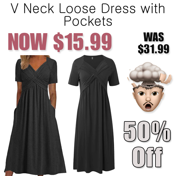 V Neck Loose Dress with Pockets Only $15.99 Shipped on Amazon (Regularly $31.99)
