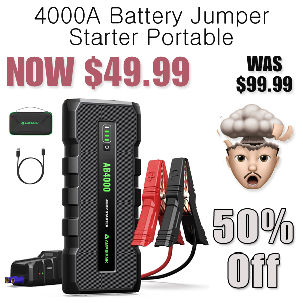 4000A Battery Jumper Starter Portable Only $49.99 Shipped on Amazon (Regularly $99.99)