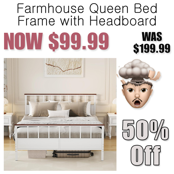 Farmhouse Queen Bed Frame with Headboard Only $199.99 Shipped on Amazon (Regularly $99.99)