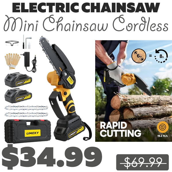 Mini Chainsaw Cordless Only $34.99 (Regularly $69.99)