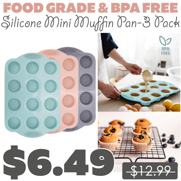 Silicone Mini Muffin Pan-3 Pack Only $6.49 (Regularly $12.99)