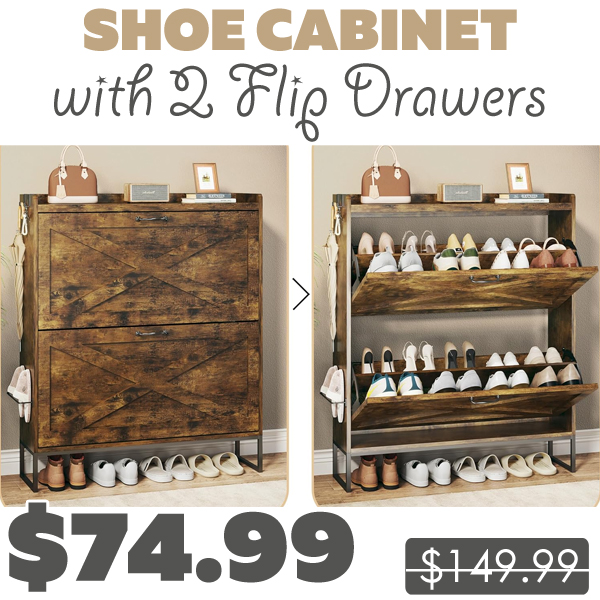 Shoe Cabinet with 2 Flip Drawers Only $74.99 (Regularly $149.99)