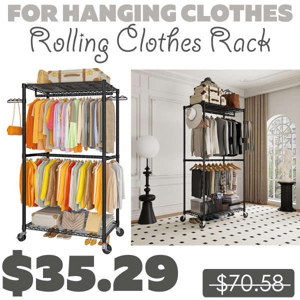 Rolling Clothes Rack Only $35.29 (Regularly $70.58)