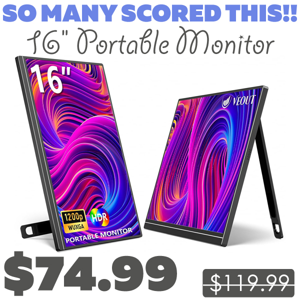 16" Portable Monitor Only $74.99 (Regularly $119.99)