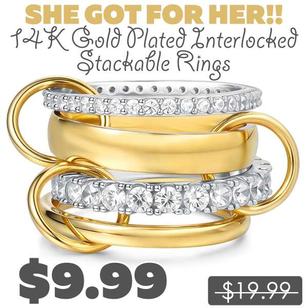 14K Gold Plated Interlocked Stackable Rings Only $9.99 (Regularly $19.99)