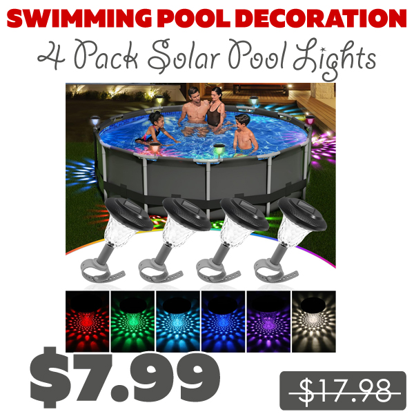 4 Pack Solar Pool Lights Only $7.99 (Regularly $17.98)