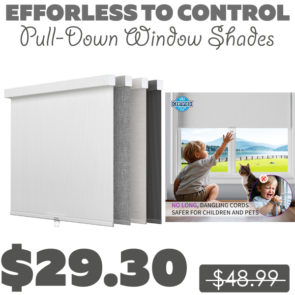 Pull-Down Window Shades Only $29.30 (Regularly $48.99)
