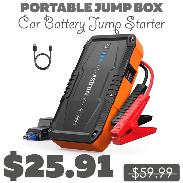 Car Battery Jump Starter Only $25.91 (Regularly $59.99)