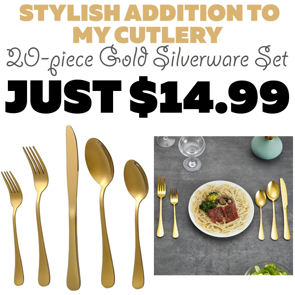 20-piece Gold Silverware Set Only $14.99 (Regularly $29.99)