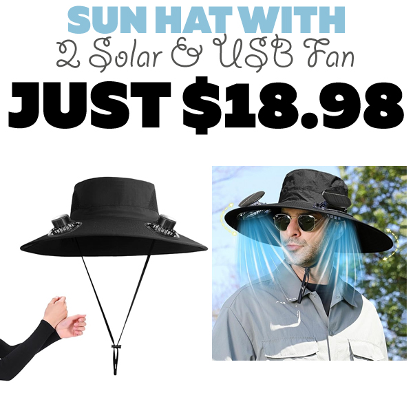 Sun Hat with 2 Solar & USB Fan Only $18.98 (Regularly $56.60)