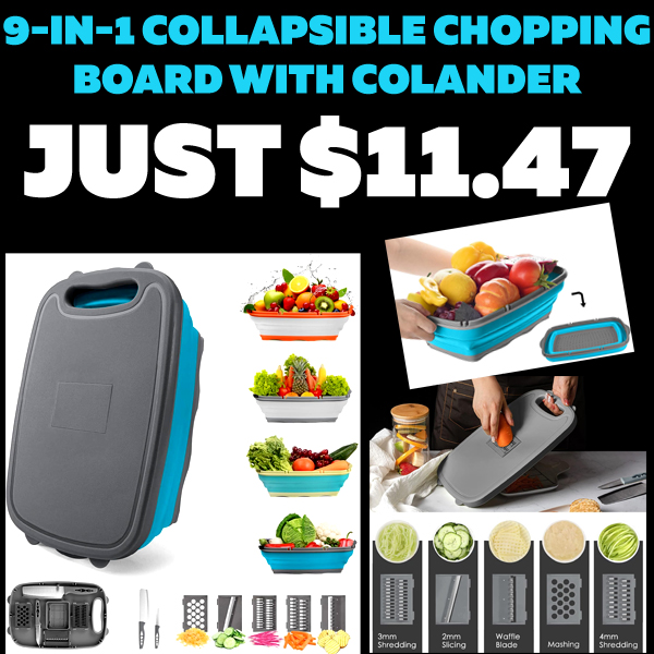 9-in-1 Collapsible Chopping Board with Colander Only $11.47 (Regularly $24.97)