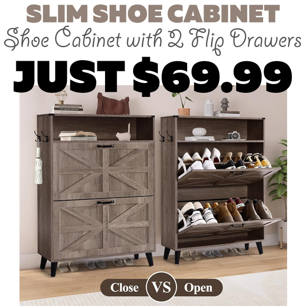 Shoe Cabinet with 2 Flip Drawers Only $69.99 (Regularly $139.98)