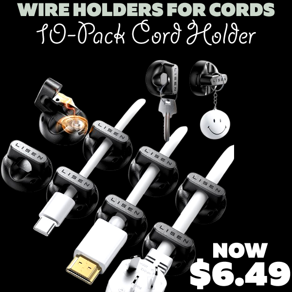 10-Pack Cord Holder Only $6.49 (Regularly $12.99)