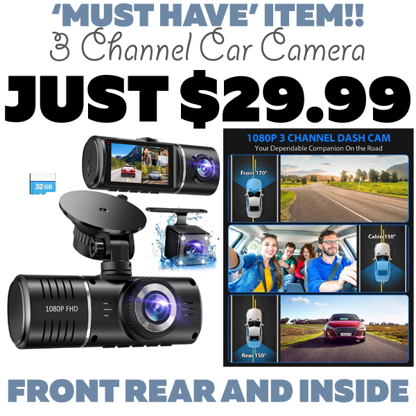3 Channel Car Camera Only $29.99 (Regularly $69.99)