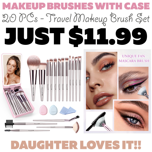 20 PCs - Travel Makeup Brush Set Only $11.99 (Regularly $23.99)