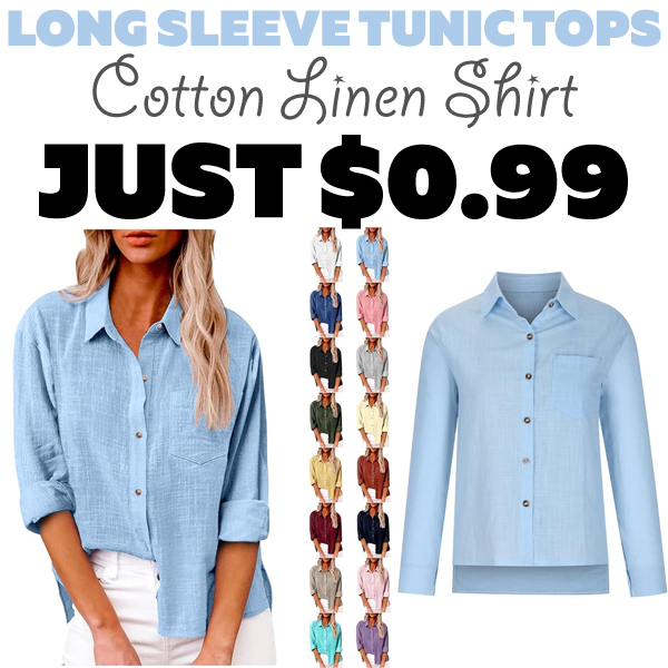 Cotton Linen Shirt Only $0.99 (Regularly $12.59)