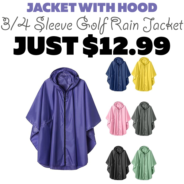3/4 Sleeve Golf Rain Jacket Only $12.99 (Regularly $25.99)