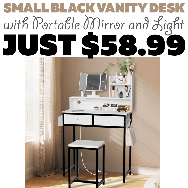 Small Black Vanity Desk Only $58.99 (Regularly $117.99)