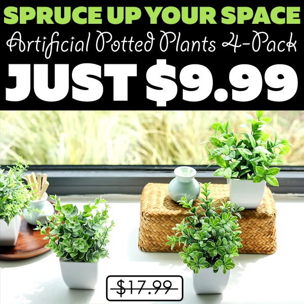 Mini Artificial Potted Plants 4-Pack Only $9.99 (Regularly $17.99)