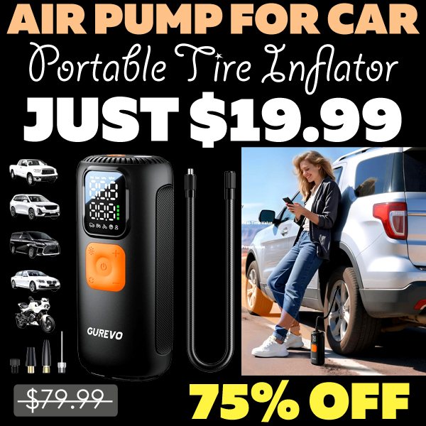 Portable Tire Inflator Only $19.99 (Regularly $79.99)