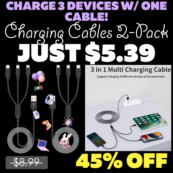 Charging Cables 2-Pack Only $5.39 (Regularly $8.99)
