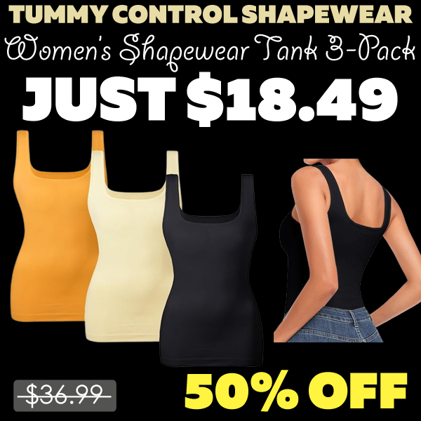 Women’s Shapewear Tank 3-Pack Only $18.49 (Regularly $36.99)