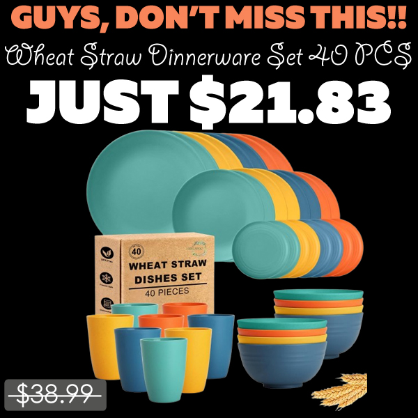 Wheat Straw Dinnerware Set 40 PCS Only $21.83 (Regularly $38.99)