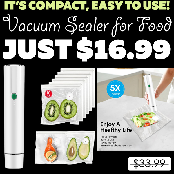 Vacuum Sealer for Food Only $16.99 (Regularly $33.99)