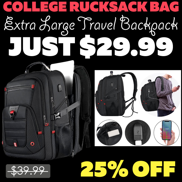 Extra Large Travel Backpack Only $29.99 (Regularly $39.99)