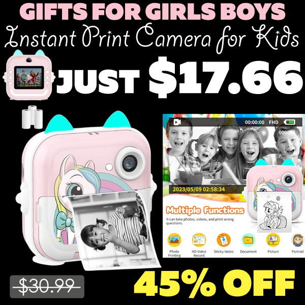 Instant Print Camera for Kids Only $17.66 (Regularly $30.99)