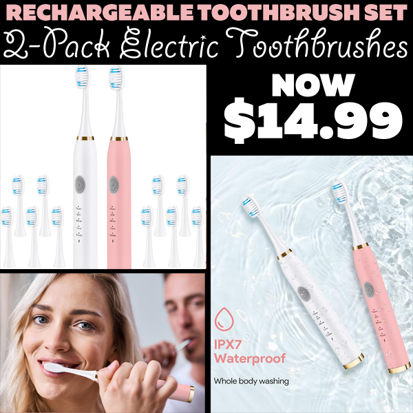 2-Pack Electric Toothbrushes Only $14.99 (Regularly $49.99)