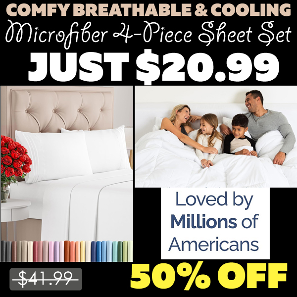 Microfiber 4-Piece Sheet Set Only $20.99 (Regularly $41.99)