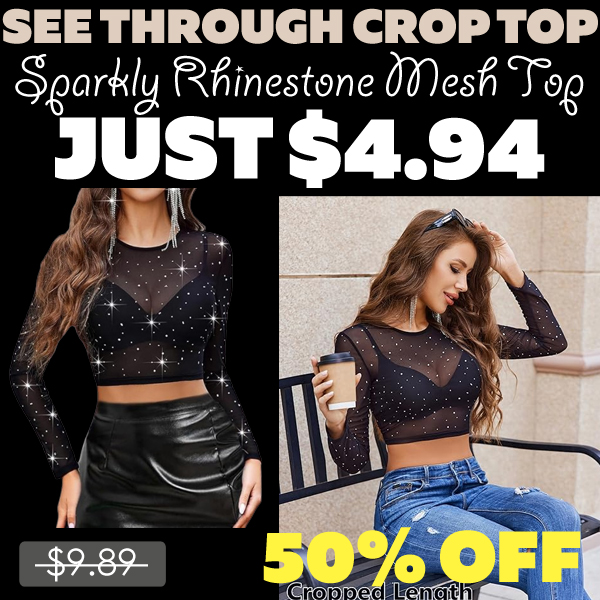 Sparkly Rhinestone Mesh Top Only $4.94 (Regularly $9.89)