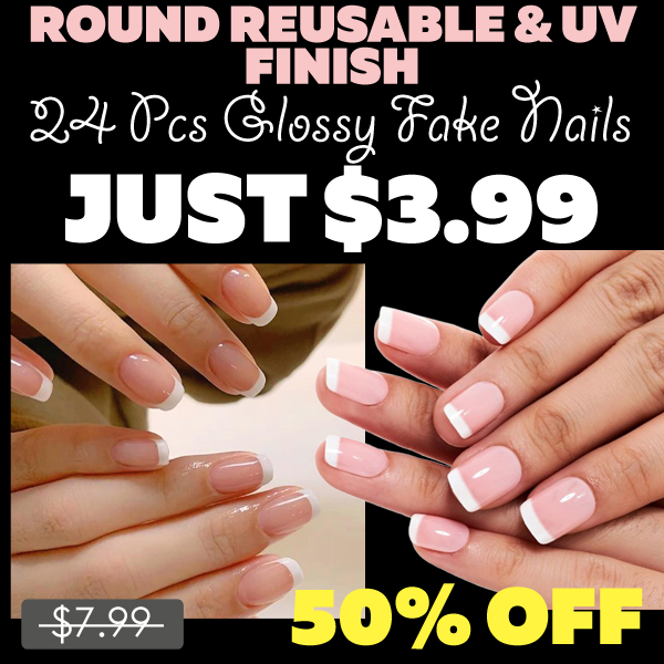 24 Pcs Glossy Fake Nails Only $3.99 (Regularly $7.99)
