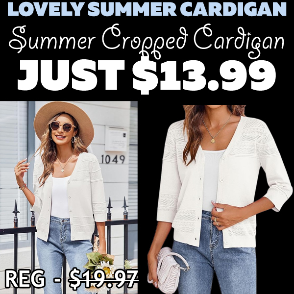 Summer Cropped Cardigan Only $13.99 (Regularly $19.97)