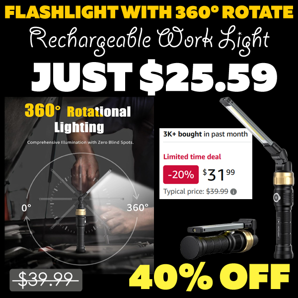 Rechargeable Work Light Only $25.59 (Regularly $39.99)