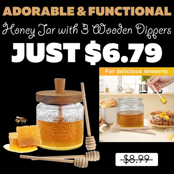 Honey Jar with 3 Wooden Dippers Only $6.79 (Regularly $8.99)