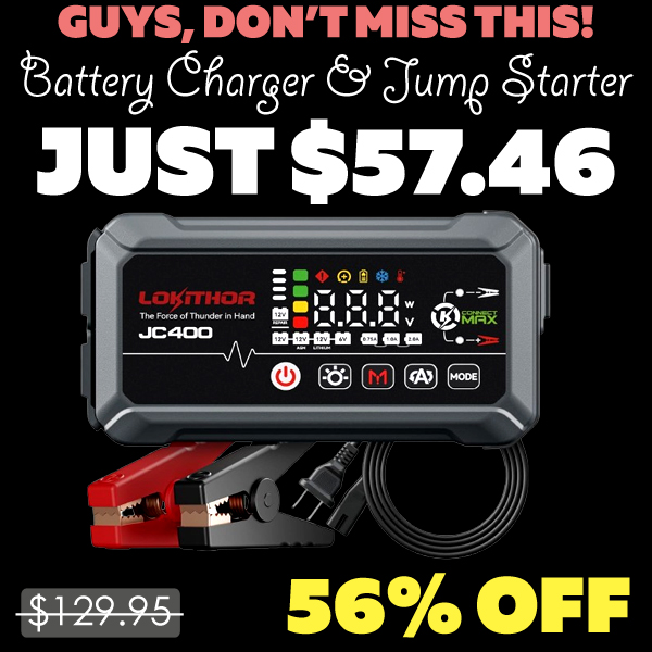 Battery Charger and Jump Starter Only $57.46 (Regularly $129.95)
