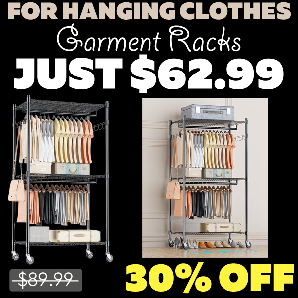 Garment Racks for Hanging Clothes Only $62.99 (Regularly $89.99)