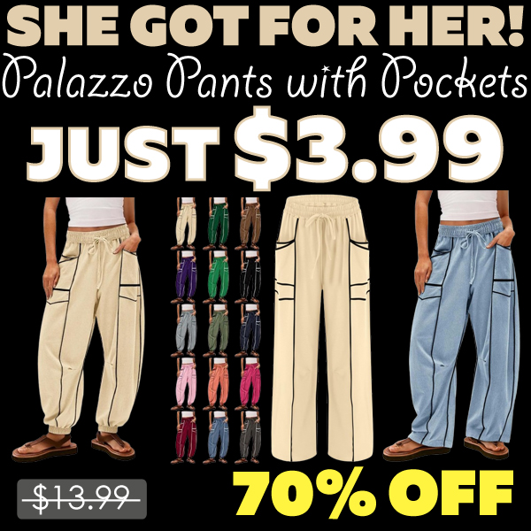 Palazzo Pants with Pockets Only $3.99 (Regularly $13.99)