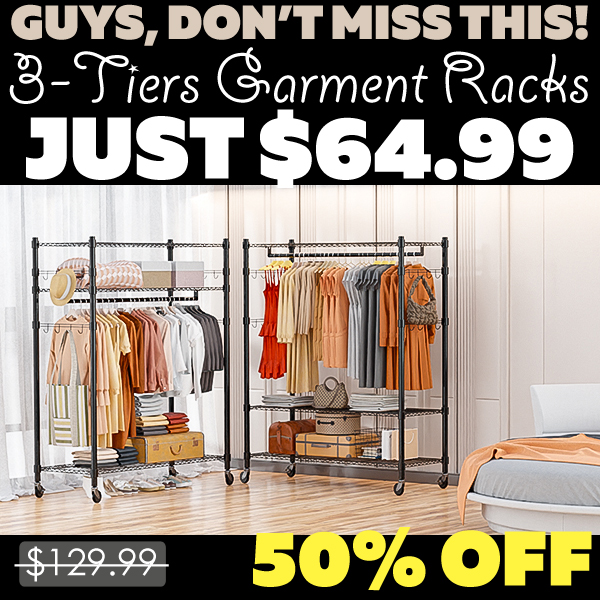 3-Tiers Garment Racks Only $64.99 (Regularly $129.99)