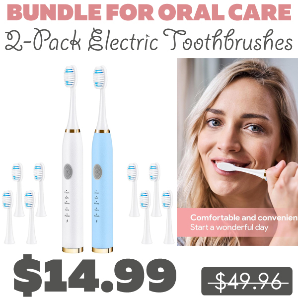 2-Pack Electric Toothbrushes Only $14.99 (Regularly $49.96)