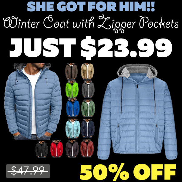 Winter Coat with Zipper Pockets Only $23.99 (Regularly $47.99)