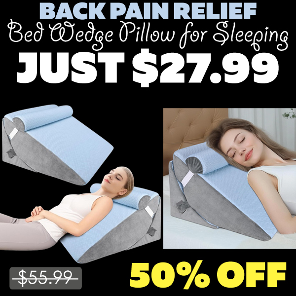 Bed Wedge Pillow for Sleeping Only $27.99 (Regularly $55.99)