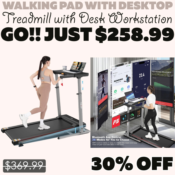 I was amazed to find a good treadmill so cheap. I was prepared to spend $1000 or more, but at $320, this is a steal Score this Treadmill with Desk Workstation Only $258.99 (Regularly $369.99) when you use promo code QFQOGGAJ at checkout. AFFILIATE DISCLOSURE www.whileushop.com is a participant in the Amazon Service LLC Associates program, an advertising program designed to provide sites a way to earn advertising fees for promoting merchandises linking to amazon.com.