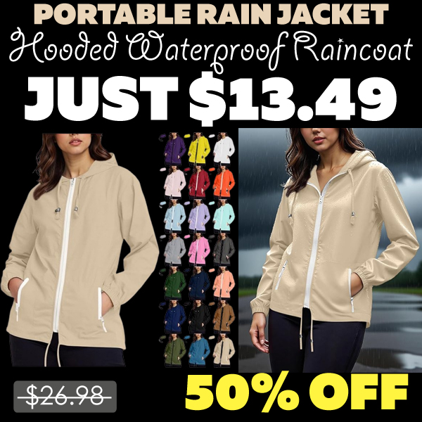 Hooded Waterproof Raincoat Only $13.49 (Regularly $26.98)
