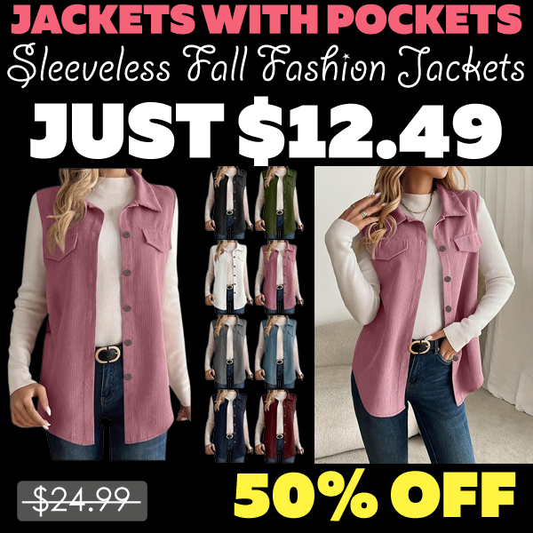 Sleeveless Fall Fashion Jackets Only $12.49 (Regularly $24.99)